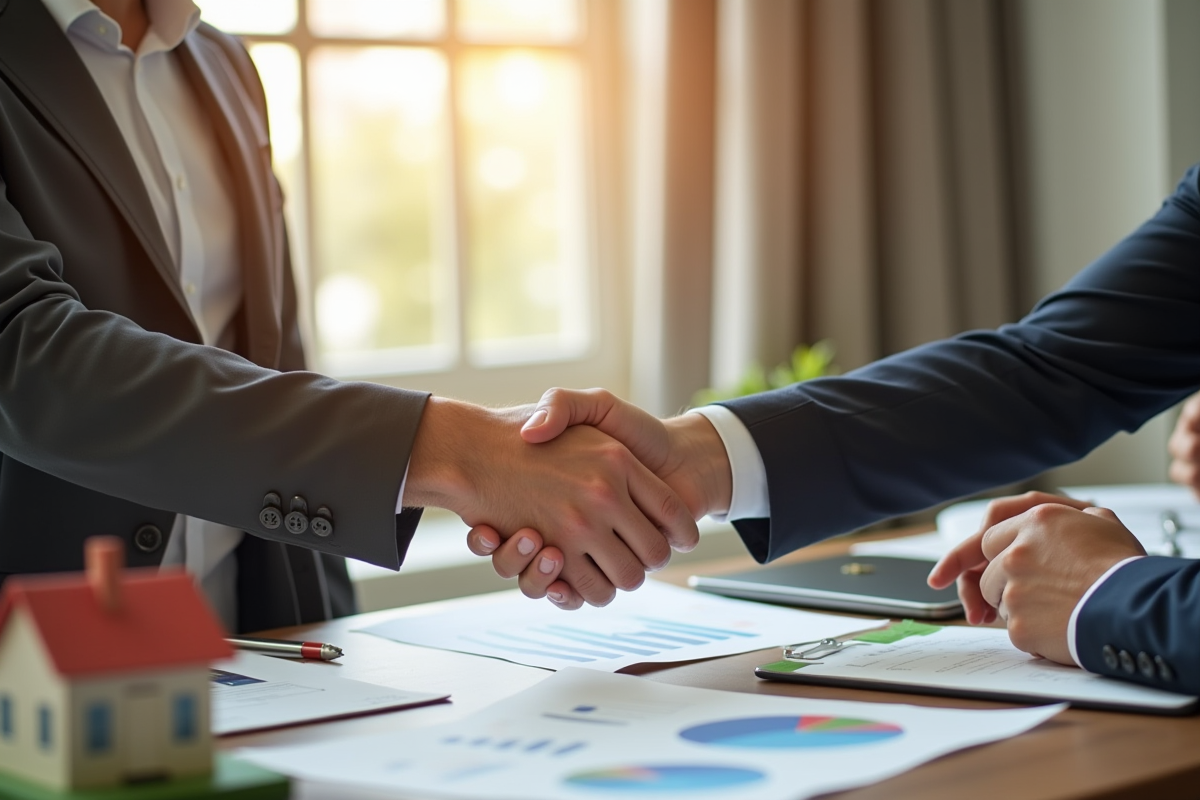 Conseiller immobilier serrant la main d
