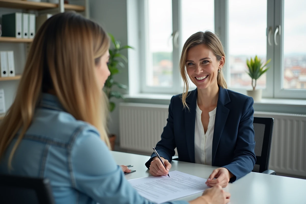 Conseillère en prêt immobilier souriante lors d’un rendez-vous
