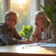 Couple inquiet assis à une table avec documents immobiliers