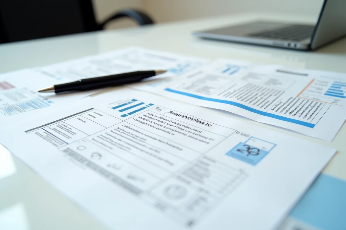 Ensemble des diagnostics obligatoires étalés sur un bureau pour annexion à un bail commercial