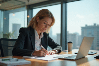 Femme d affaires en réunion de travail dans un bureau moderne