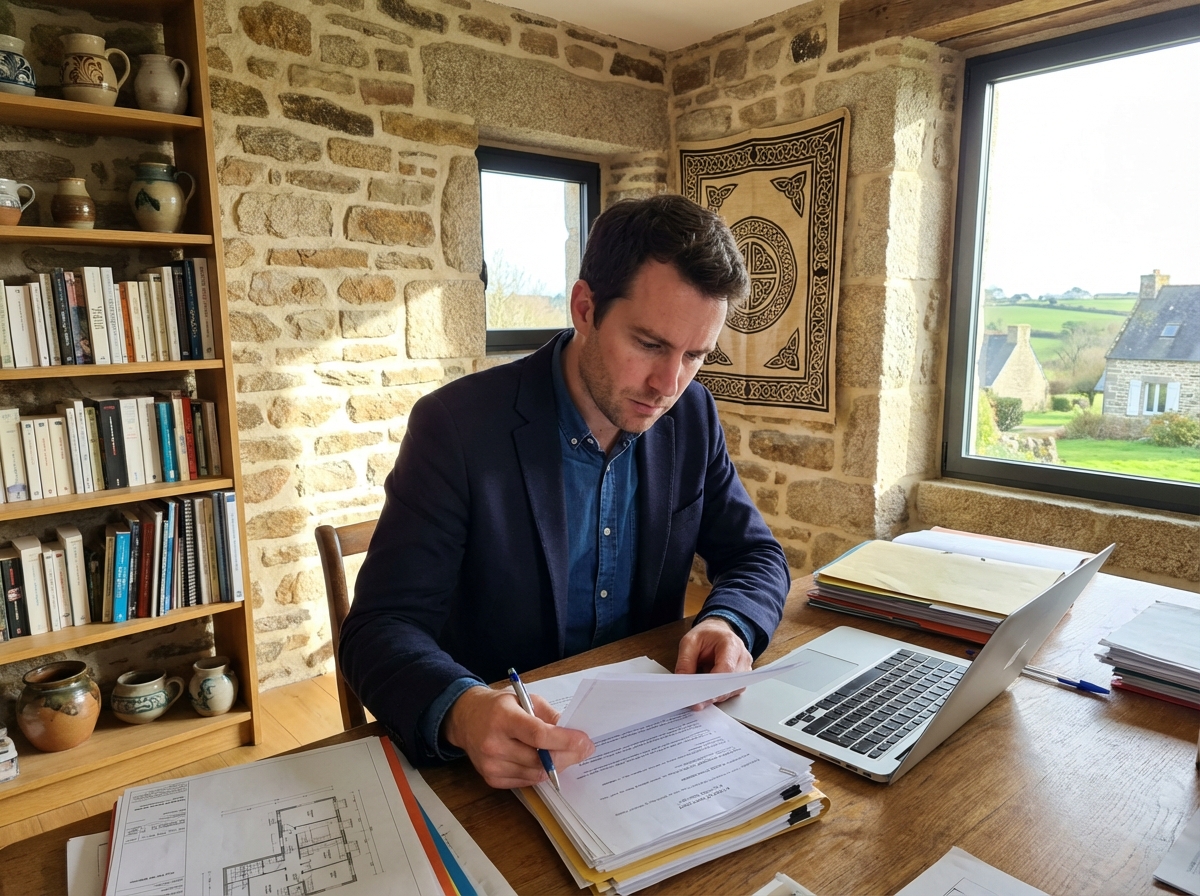 Jeune gestionnaire immobilier vérifie des documents dans une maison moderne