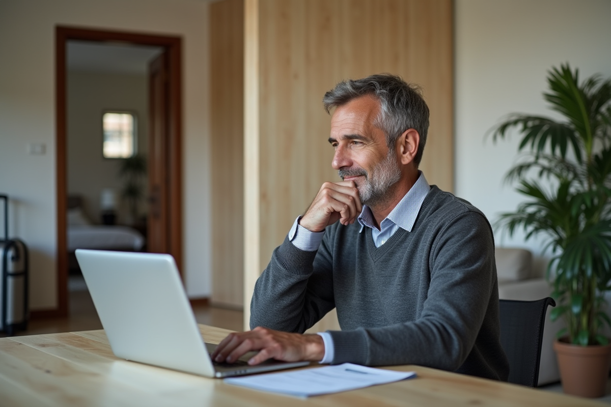 Homme d affaires examinant ses revenus locatifs