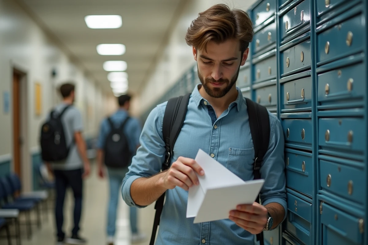 Jeune homme déposant une lettre dans une boîte aux lettres