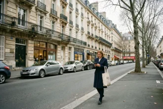 Rue résidentielle calme à Maison-Alfort avec immeubles haussmanniens et commerces de proximité